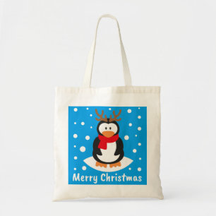 Bolso De Tela Feliz Navidad Pingüino