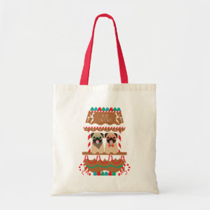 Bolso De Tela Feliz Navidad Pugs Holiday Stand Dogs