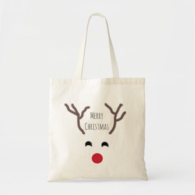 Bolso De Tela Feliz navidad Red Nose Reindeer (Frente)