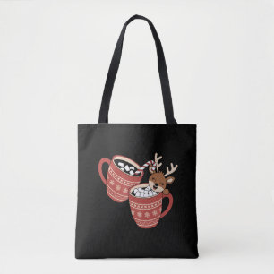 Bolso De Tela Feliz Navidad Reno Cute Familia Navidad Café