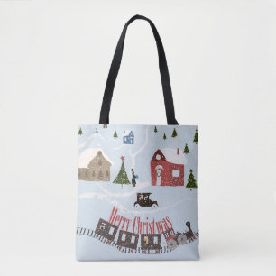 Bolso De Tela Feliz Navidad , retro