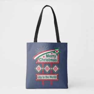 Bolso De Tela Feliz Navidad Retro Marquee - Alegría al mundo