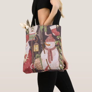 Bolso De Tela Feliz Navidad Retro Vintage Santa Claus