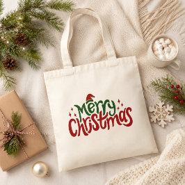 Bolso De Tela Feliz Navidad Rojo y Verde