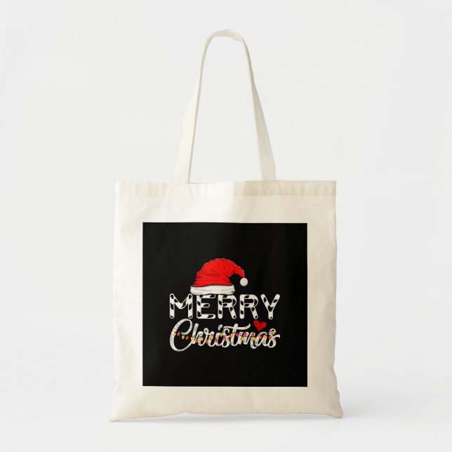 Bolso De Tela Feliz Navidad Santa Claus Familia divertida (Frente)