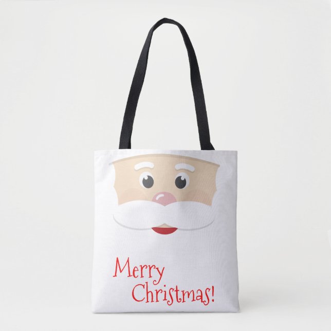 Bolso De Tela Feliz Navidad Santa con copas de nieve (Anverso)