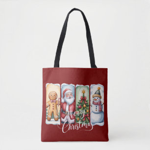 Bolso De Tela Feliz Navidad Santa Muñeco de Nieve Árbol de Navid