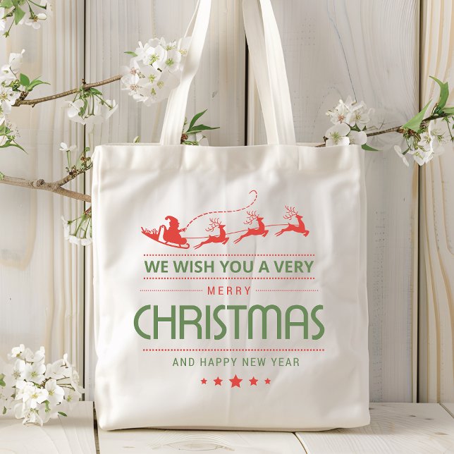 Bolso De Tela Feliz Navidad Santa Reindeer | NAVIDADES (Subido por el creador)