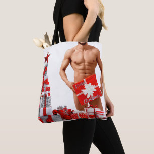 Bolso De Tela Feliz Navidad SlipperyJoe regalo rojo blanco plata