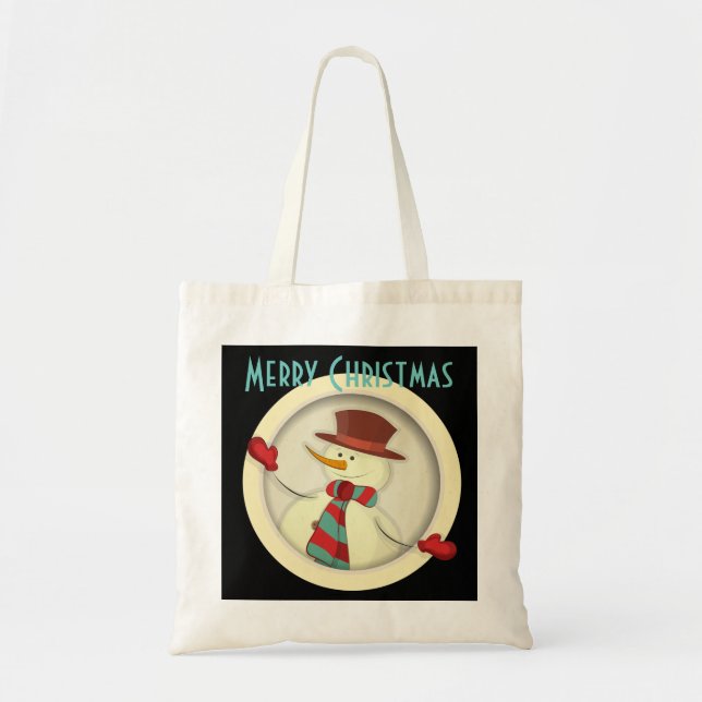 Bolso De Tela Feliz Navidad Snowman Tote (Frente)