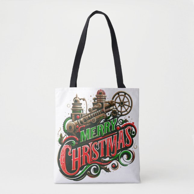 Bolso De Tela Feliz Navidad steampunk (Anverso)