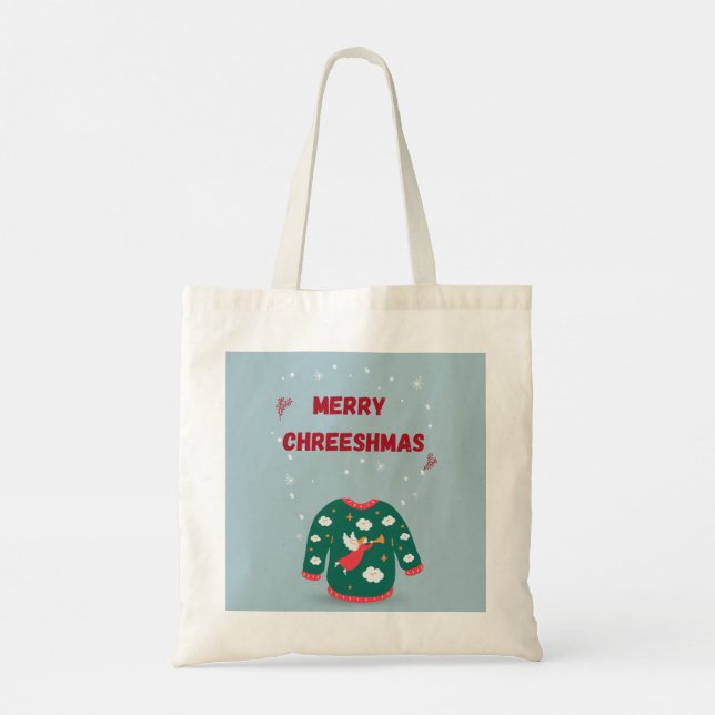 Bolso De Tela Feliz Navidad Ugly Sweater Angel (Reverso)