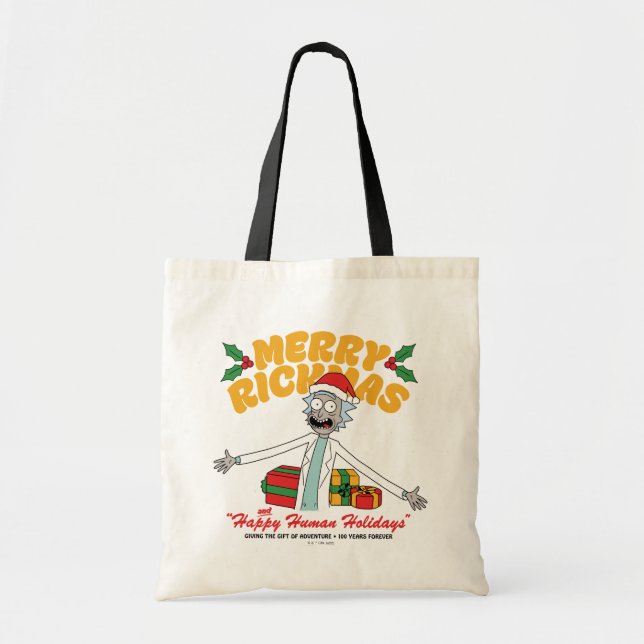 Bolso De Tela Feliz Navidad y feliz feriado humano (Frente)