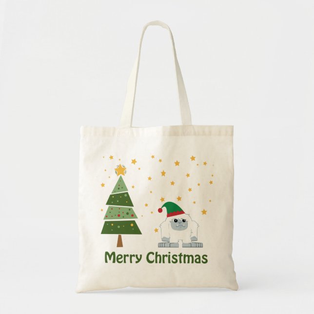 Bolso De Tela Feliz Navidad Yeti (Frente)