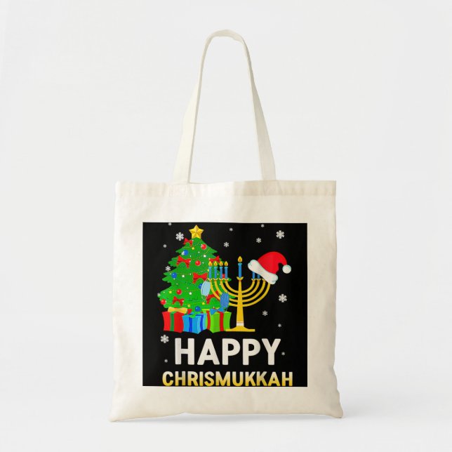 Bolso De Tela Feliz Navidades judíos de Chrismukkah Hanukkah Hol (Frente)