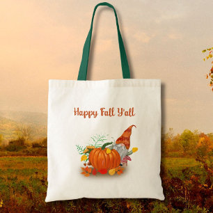 Bolso De Tela Feliz Otoño a Todos Gnomo de Otoño con Calabaza 