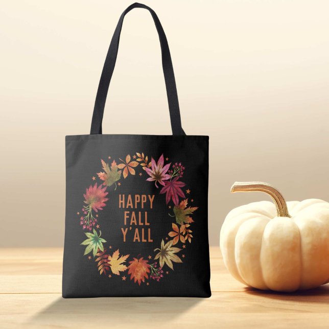 Bolso De Tela Feliz otoño y las hojas del otoño (Happy Fall Y'all Autumn Leaves Tote Bag)