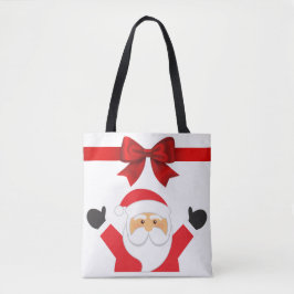 Bolso De Tela Feliz Papá Noel y reno doble cara