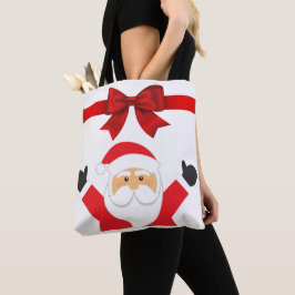 Bolso De Tela Feliz Papá Noel y reno doble cara