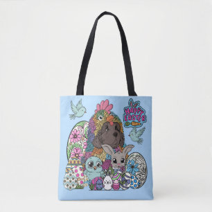 Bolso De Tela Feliz Pascua Amigos Difusos y Emplumados