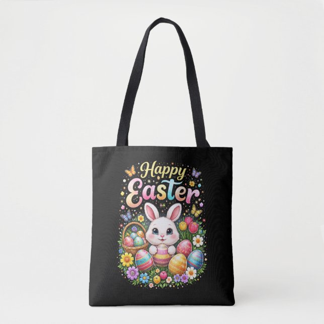 Bolso De Tela Feliz Pascua Conejito (Anverso)