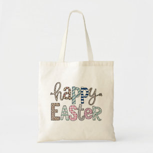 Bolso De Tela Feliz Pascua Conejo Floral Lindo Primavera Leopard
