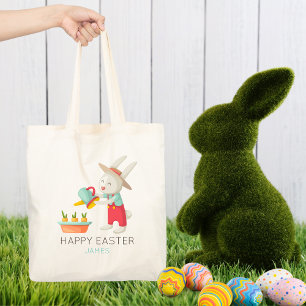 Bolso De Tela Feliz Pascua Conejo Narrador de Zanahorias Naranja