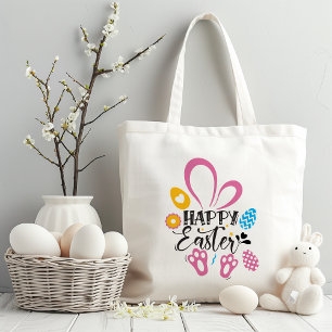 Bolso De Tela Feliz Pascua, dulce conejito, larga caza de orejas