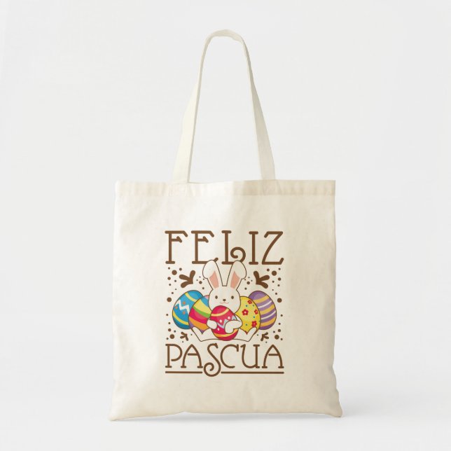 Bolso De Tela Feliz Pascua Español (Frente)
