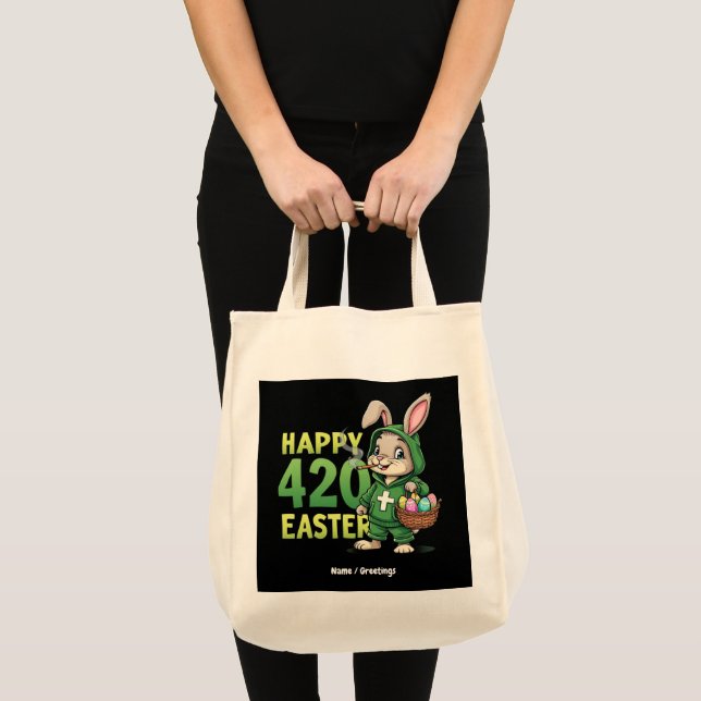 Bolso De Tela Feliz Pascua Gracioso Diseño Conejo de Pascua (Anverso (producto))