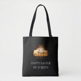 Bolso De Tela Feliz Pascua se levanta tres cruces