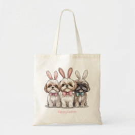 Bolso De Tela Feliz Pascua Shih Tzu Dogs