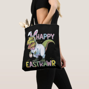 Bolso De Tela Feliz Pascua T Rex Pascua Dinosaurio Conejo Huevo
