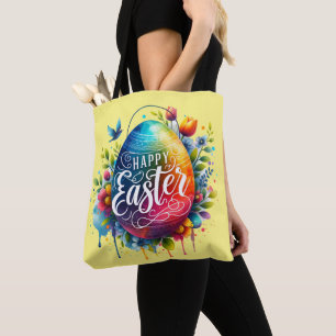 Bolso De Tela Feliz Pascua: Vibrante Huevo de Pascua