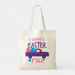Bolso De Tela Feliz Pascua Y'all Modern Egg Truck Favor