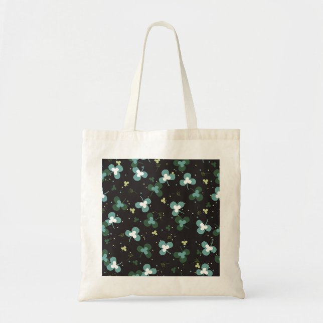 Bolso De Tela Feliz patrón de arte IV de las hojas de trébol ver (Frente)
