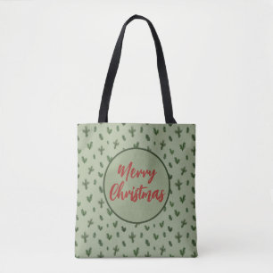 Bolso De Tela feliz patrón verde de navidad