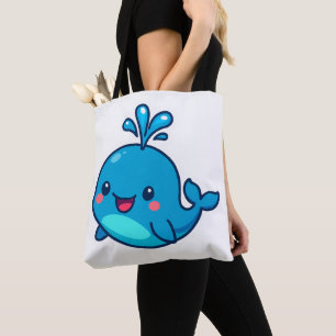 Bolso De Tela Feliz Pegatina de ballenas de Kawaii - amigo íntim