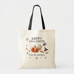 Bolso De Tela Feliz Personalizado de Fiesta familiar de Hallowee