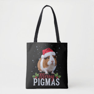 Bolso De Tela Feliz Pigmas divertido conejillo de indias Navidad