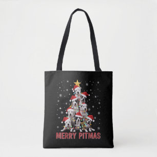Bolso De Tela Feliz Pitmas Pitbull Perro Árbol Navidades Feas