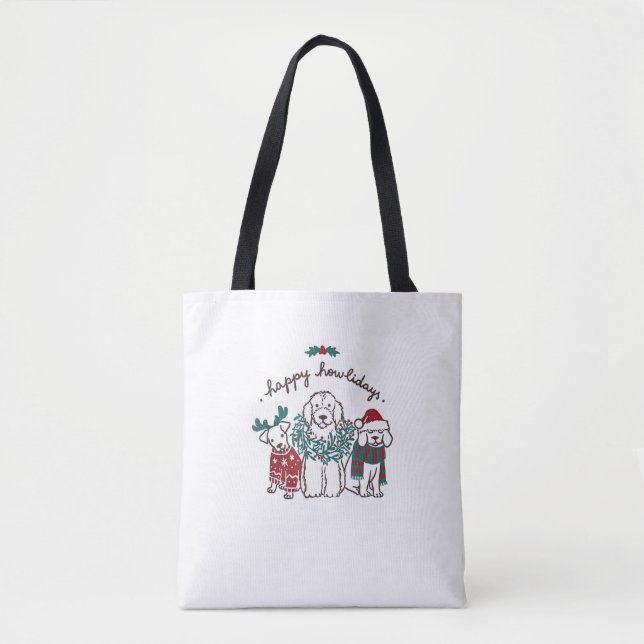 Bolso De Tela Feliz regalo de Navidades de perros divertidos de  (Anverso)