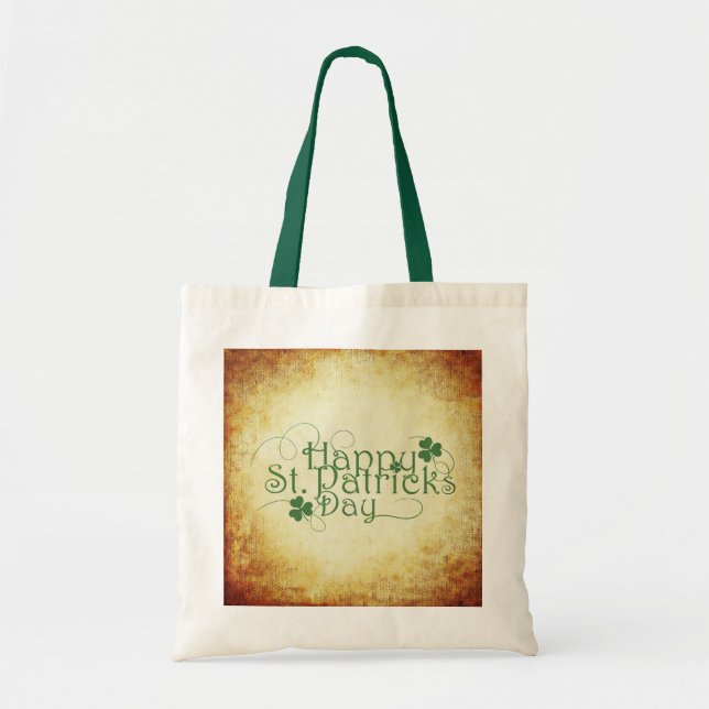 Bolso De Tela Feliz Rústico del Día de San Patricio (Frente)