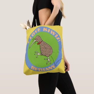 Bolso De Tela Feliz salto de kiwi con personalizado de corbata d