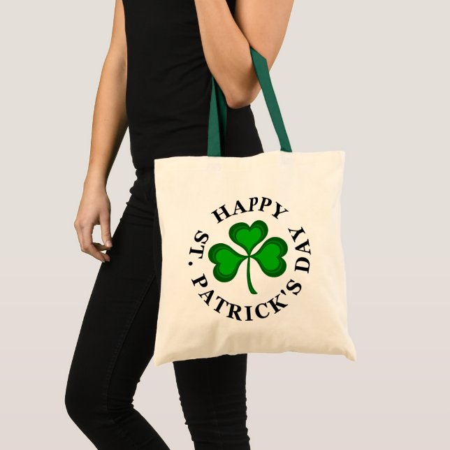 Bolso De Tela FELIZ SAN. EL DÍA DE PATRICK: Shamrock verde (Anverso (producto))
