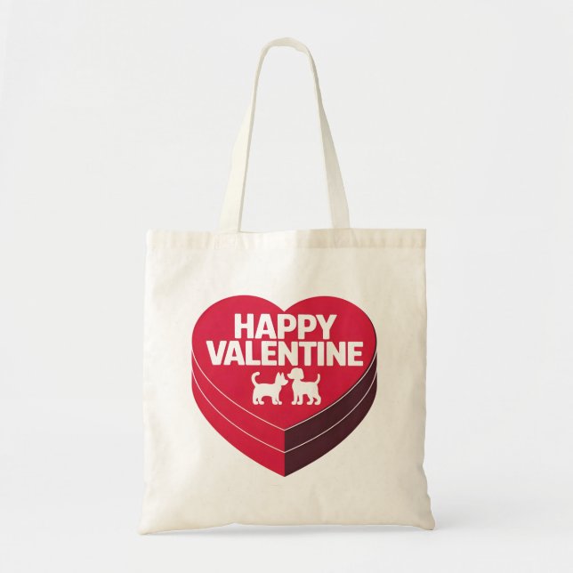 Bolso De Tela Feliz San Valentín, caja de cigarrillos y silueta  (Frente)