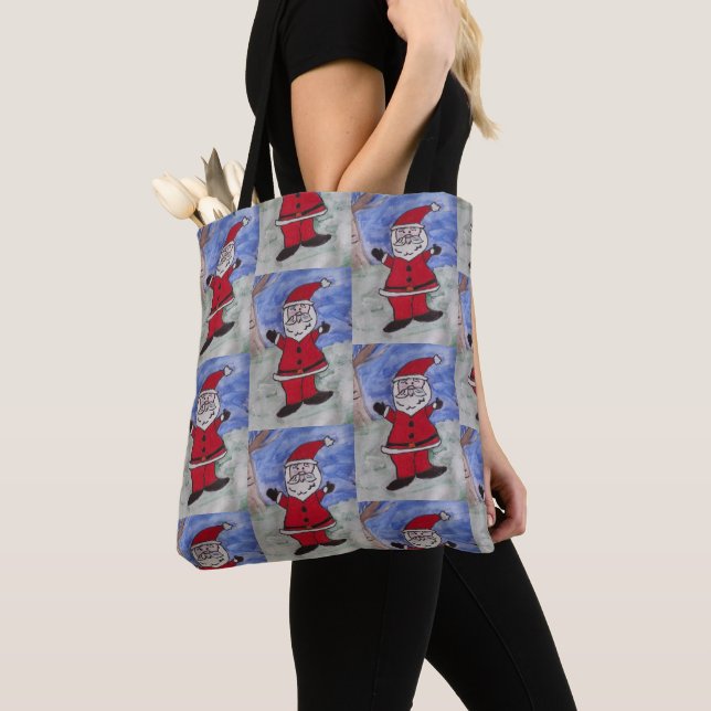 Bolso De Tela Feliz Santa (Detalle)