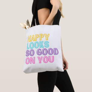 Bolso De Tela Feliz Se Ve Tan Bien En Tu Tote