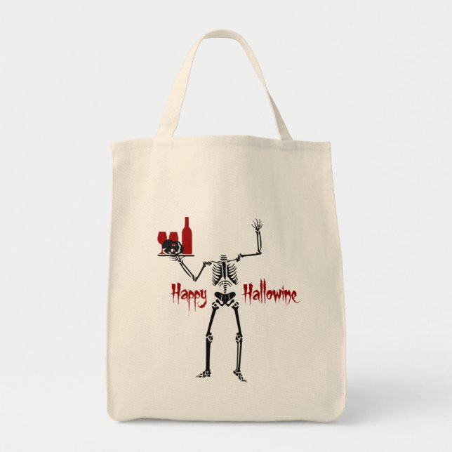 Bolso De Tela Felíz Skeleton sin cabeza de Hallowine (Frente)