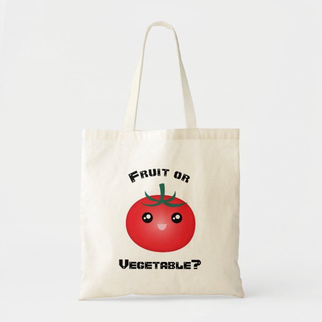 Bolso De Tela Feliz sonrisa de frutas de tomate Kawaii (Frente)
